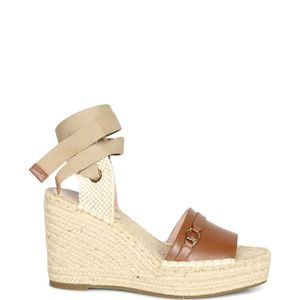 Coccinelle Natural Leather Tie-Fastening Heeled Espadrilles