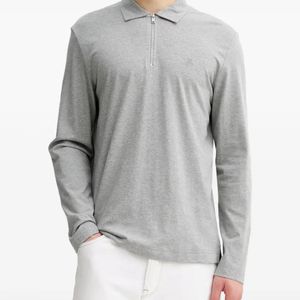 Marc O' Polo Grey Dfc Zip Long-Sleeve Polo Shirt for men