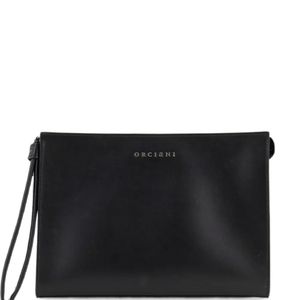 Orciani Black Leather Wristlet Clutch Bag for men