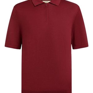 12 STOREEZ Red Zip Silk-Cotton Polo Shirt for men