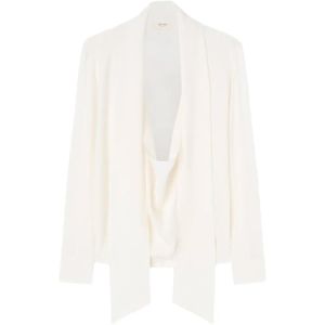 RETORI White Long-Sleeve Scarf-Detail Blouse