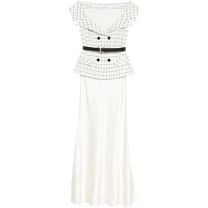 Self-Portrait White Button Belted Maxi Dress
