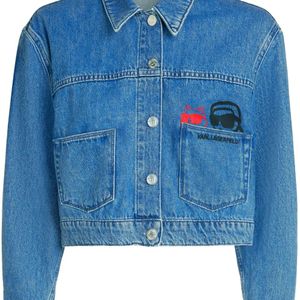 Karl Lagerfeld Blue Ikon Cropped Denim Jacket