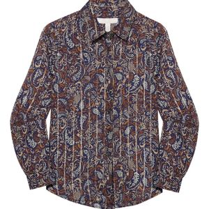 Brooks Brothers Black Paisley-Pattern Blouse