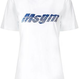 MSGM スパンコールロゴ Tシャツ ホワイト