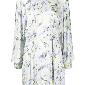 IRO White Kardes Feather-Print Mini Dress