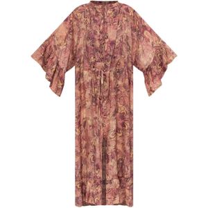 Isabel Marant Pink Graphic-Print Ruffled Dress