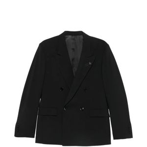 Lardini Black Double-Breasted Peak-Lapel Blazer for men