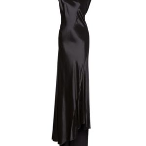 Alberta Ferretti Black Satin Long Dress