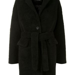 Abrigo texturizado con cintura lazada Goen.J de color Negro