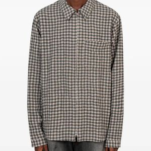 Another Aspect Grey 1.0 Check-Pattern Zip-Up Shirt for men