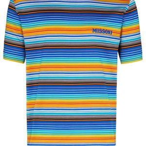 メンズ Missoni ストライプ ロゴ Tシャツ ブルー