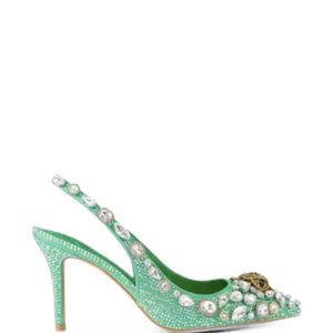 Kurt Geiger Green Eagle Head Crystal-Embellished Slingback Pumps