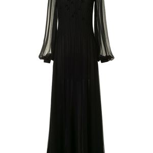 Carolina Herrera ビーズ プリーツドレス ブラック