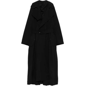 Carven Black Double-Breasted Belted Coat