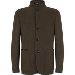 Zegna Green High-Neck Button-Up Jacket for men