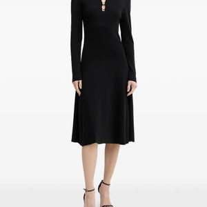 Karl Lagerfeld Black Lettered-Button Detail Midi Dress