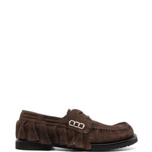 J.W. Anderson Brown Loafer Ruffle Suede Boat Shoes