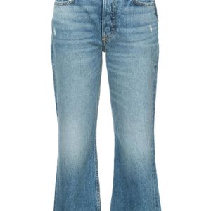 GRLFRND Blau Gerade Cropped-Jeans