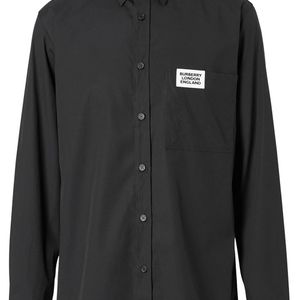 メンズ Burberry ロゴ コットンシャツ ブラック