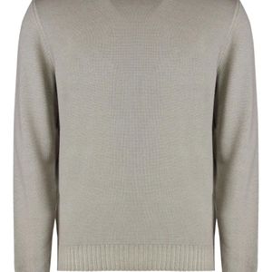 Moorer Grey Long-Sleeve Ribbed-Knit Sweater for men