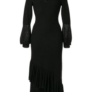 Victoria Beckham Vネック ラッフル ドレス ブラック