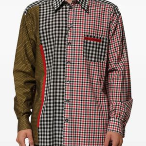 Dolce & Gabbana White Checkered Patchwork Shirt for men