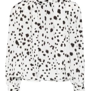 ROWEN ROSE White Dalmatian-Pattern Blouse