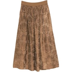 Uma Wang Brown Gillian Pattern Gathered Midi Skirt