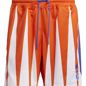 Adidas Orange Geometric-Print Shorts for men