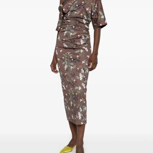 BERNADETTE Natural Bowery Floral-Print Midi Dress