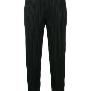 Pleats Please Issey Miyake Black Pleated High Waisted Trousers