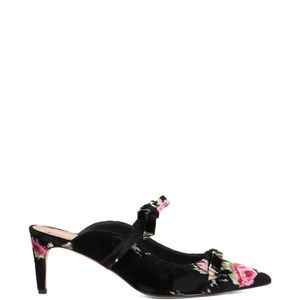 Red(v) White Floral Bow Mules
