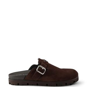 Prada Brown Mules En Daim for men