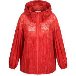 Valentino Garavani Red Veste À Empiècements En Dentelle Et Capuche
