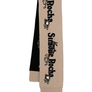 Simone Rocha Natural Long Graphic Logo Knit Scarves