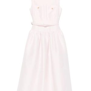 Self-Portrait Pink Taffeta Midi Dress