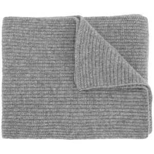 N.Peal Cashmere Grey Ribbed Cashmere Scarf for men