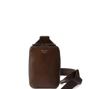 Prada Brown Brique Antiqued Leather Bag for men