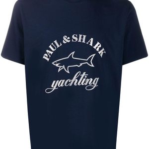 メンズ Paul & Shark ロゴ Tシャツ ブルー