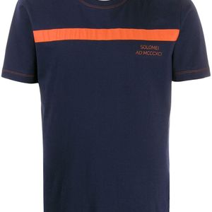 メンズ Brunello Cucinelli ストライプ Tシャツ ブルー