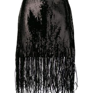 Falda con flecos y lentejuelas MSGM de color Negro