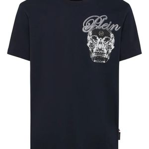 Philipp Plein Blue Skull-Graphic T-Shirt for men