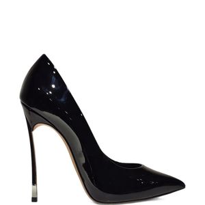 Casadei Black Pointed Metal Heeled Pumps