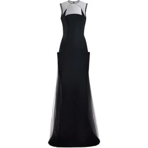 Gemy Maalouf Black Open-Back Structured Maxi Dress