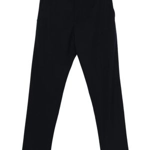 White Sand Black Linen-Blend Straight-Leg Trousers for men