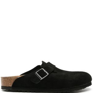Birkenstock Black Boston Suede Slippers for men