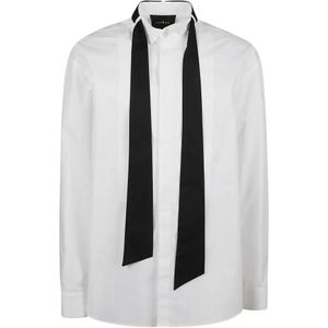 John Richmond White Scarf-Detail Bib-Front Shirt for men