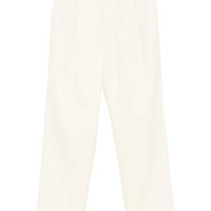PT Torino White Pleated Wool Trousers for men