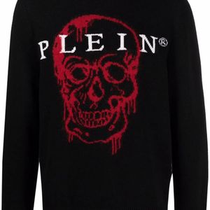 Philipp Plein Black Skull Intarsia-Knit Jumper for men